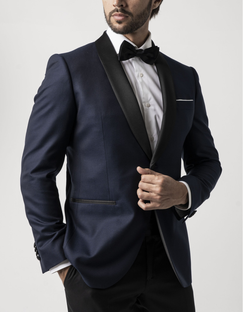 Castello d'Oro Blue Wool Tuxedo Jacket image